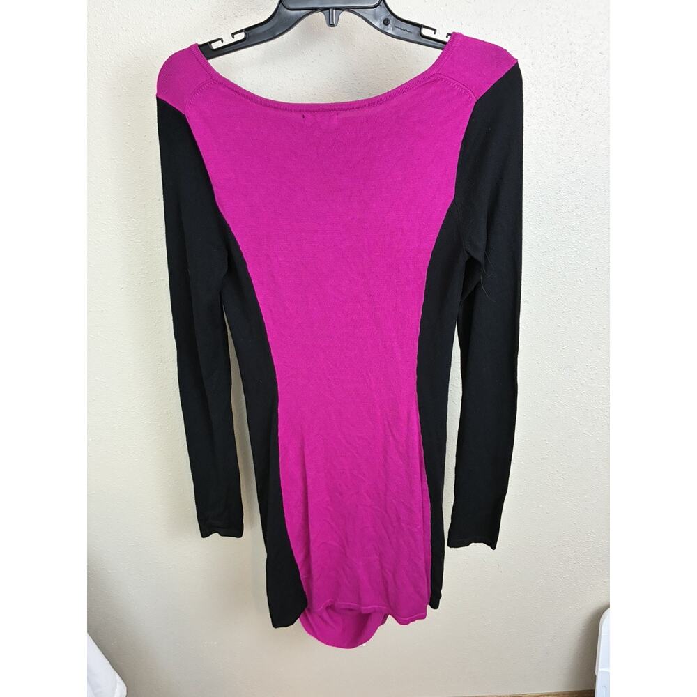 Express Women Size S/P Fuschia Black Long Sleeve Knee Sheath Dress - Picture 5 of 8